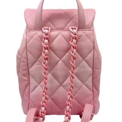 Pre-owned Chanel Pink Grained Calfskin Backpack ()