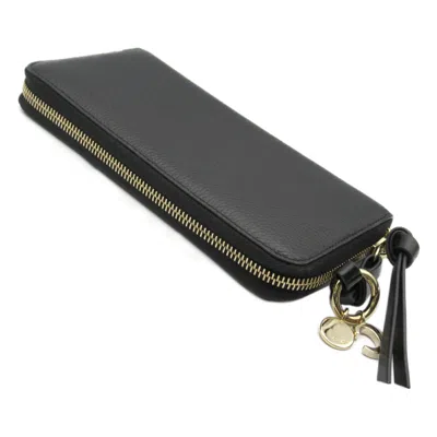 Pre-owned Chloé Black Leather Long Wallet (bi-fold) ()