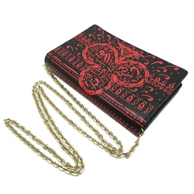 Pre-owned Dior Christian  Black Red Color Leather Chain/shoulder Wallet () In Multi