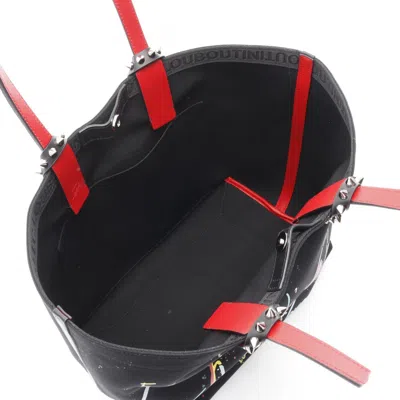 Pre-owned Christian Louboutin Black Multi-color Canvas Leather Beach Bag Tote Bag ()