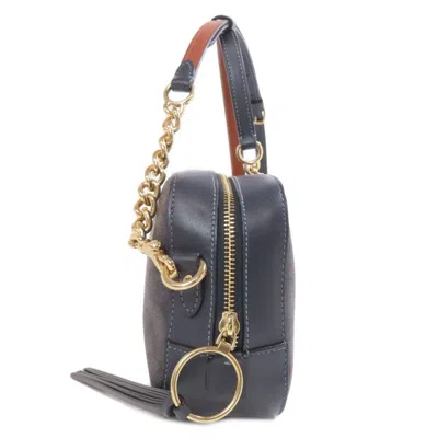 Pre-owned Coach Gray Navy Pvc Shoulder Bag ()