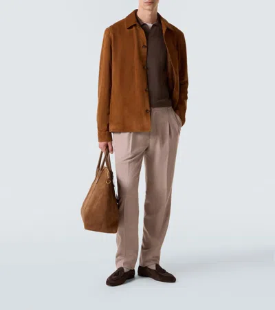 Rubinacci Cashmere Polo Sweater In Brown