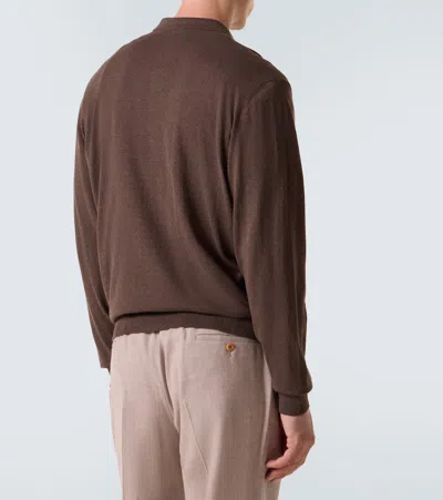Rubinacci Cashmere Polo Sweater In Brown