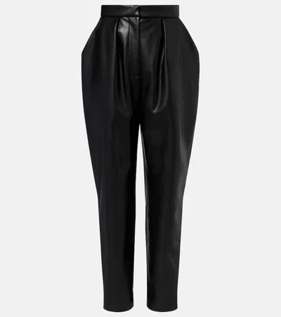 Balmain High-waisted Faux Leather Trousers In Black