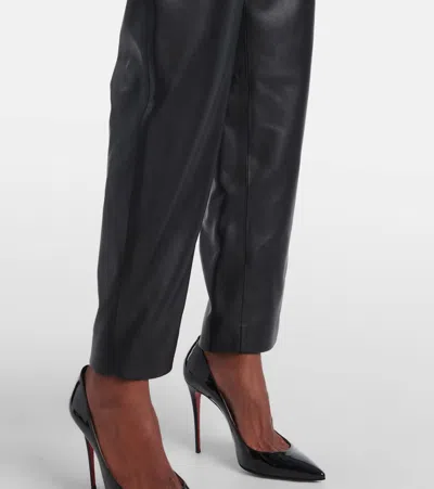 Balmain High-waisted Faux Leather Trousers In Black