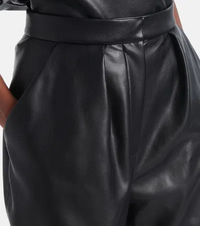 Balmain High-waisted Faux Leather Trousers In Black