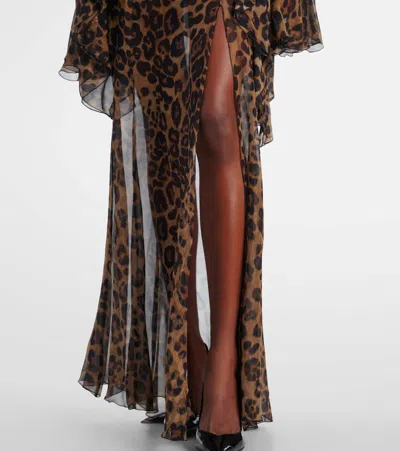 Blumarine Leopard-print Silk Crepon Maxi Skirt In Animal Print