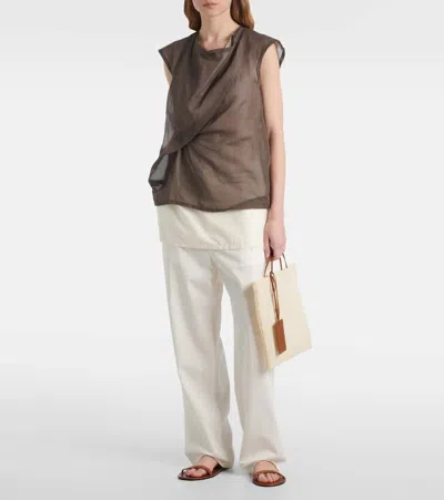 The Row Helena Leather Sandals In Brown