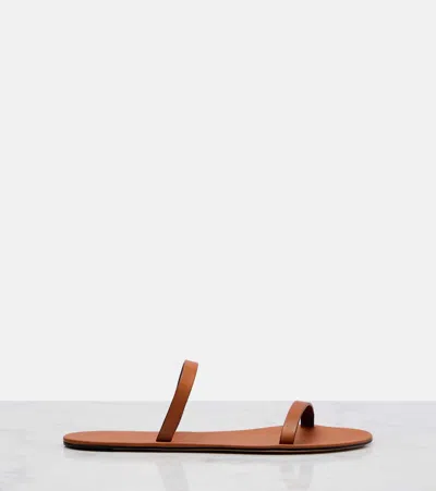 The Row Helena Leather Sandals In Brown