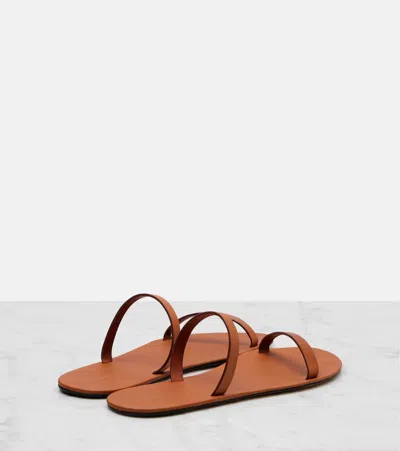 The Row Helena Leather Sandals In Brown