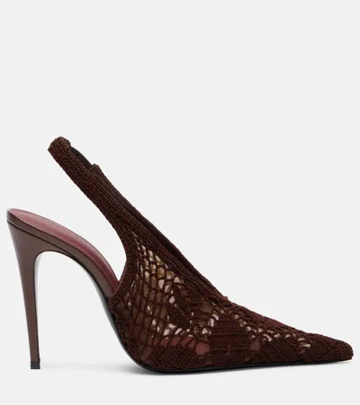 Magda Butrym Open Knit Slingback Stiletto In Brown