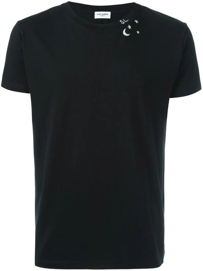Saint Laurent Stars And Moon Print T-shirt In Black
