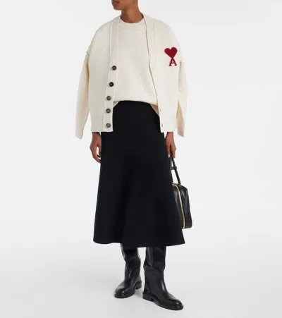 Ami Alexandre Mattiussi Red Adc Wool Crewneck Sweater In Neutral