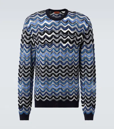 Missoni Crew Neck Sweater With Geometric Zigzag Pattern In Multi