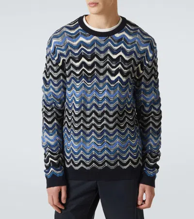 Missoni Crew Neck Sweater With Geometric Zigzag Pattern In Multi