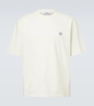 Stone Island Short-sleeved Crew Neck T-shirt With Subtle Emblem Patch In White