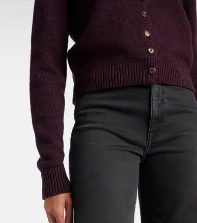 Khaite Everheart Cashmere Knit Cardigan In Purple