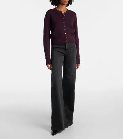 Khaite Everheart Cashmere Knit Cardigan In Purple