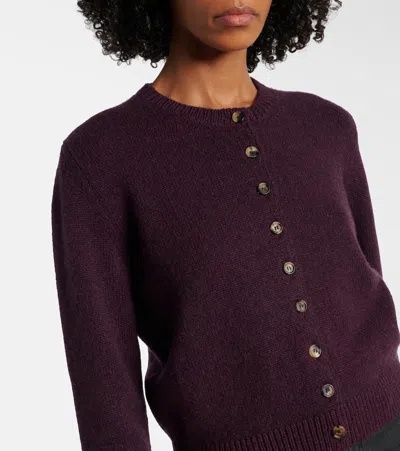 Khaite Everheart Cashmere Knit Cardigan In Purple