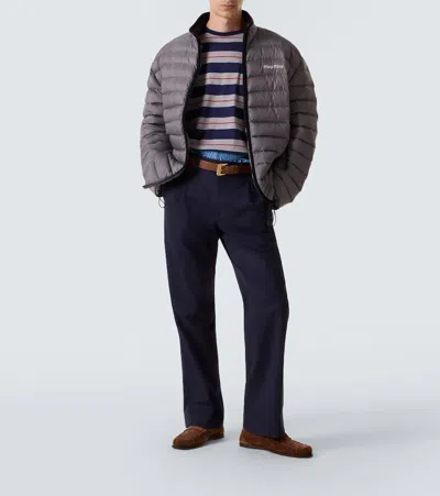 Miu Miu Paneled Down Jacket In Gray