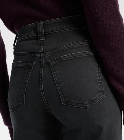 Khaite Delmonico Patch Pocket Wide-leg Jeans In Black