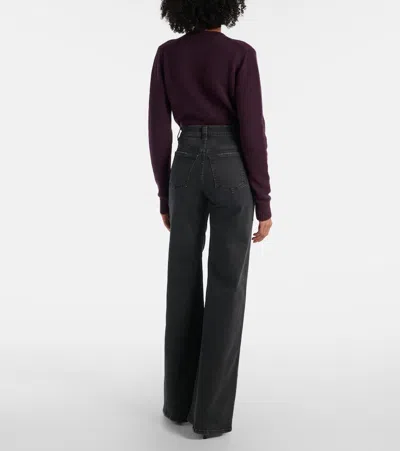 Khaite Delmonico Patch Pocket Wide-leg Jeans In Black