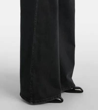 Khaite Delmonico Patch Pocket Wide-leg Jeans In Black