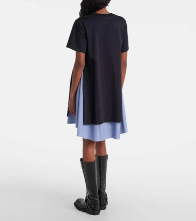 Sacai Cotton Dress With Fabric Inserts In Black