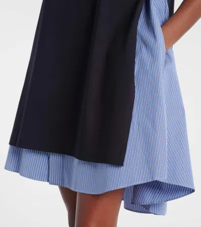 Sacai Cotton Dress With Fabric Inserts In Black