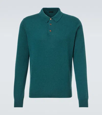 Rubinacci Cashmere Polo Sweater In Green