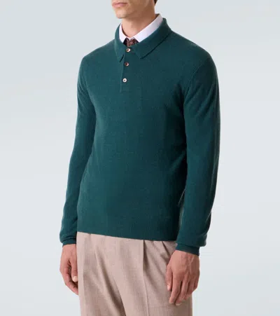 Rubinacci Cashmere Polo Sweater In Green
