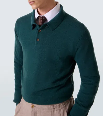Rubinacci Cashmere Polo Sweater In Green