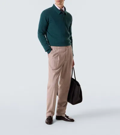 Rubinacci Cashmere Polo Sweater In Green