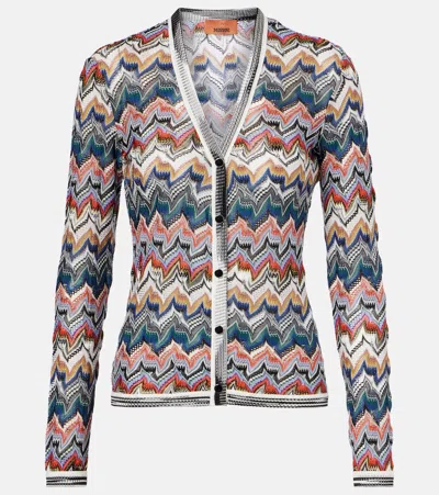Missoni Womens Multicolor Tones Chevron V-neck Knit Cardigan In Gray