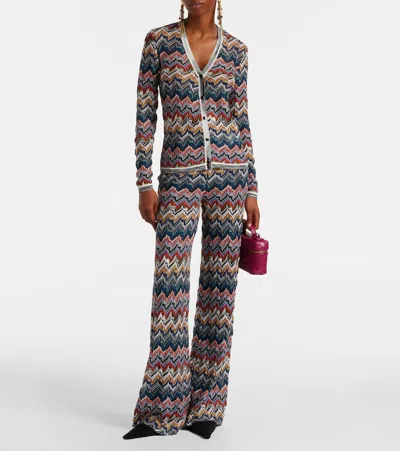 Missoni Womens Multicolor Tones Chevron V-neck Knit Cardigan In Gray
