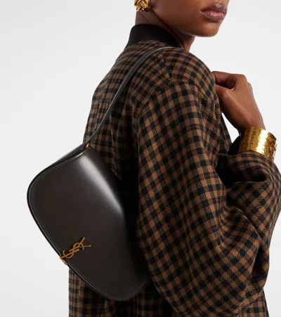 Saint Laurent Voltaire In Box Curved-handle Leather Shoulder Bag In Black