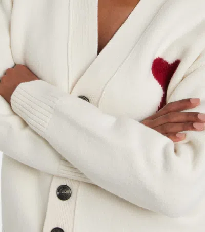 Ami Alexandre Mattiussi Ami Intarsia-knit V-neck Wool Cardigan In White