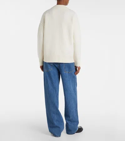 Ami Alexandre Mattiussi Ami Intarsia-knit V-neck Wool Cardigan In White