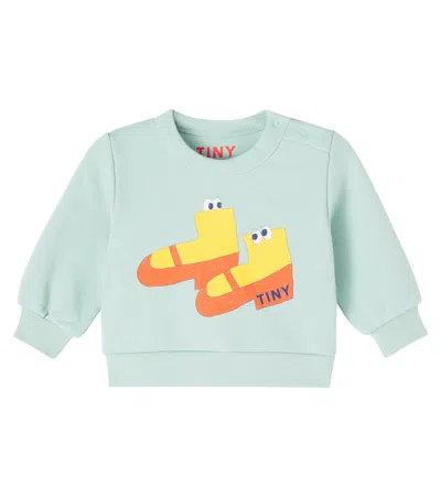 Tinycottons Baby Walk Printed Cotton Sweatshirt In Blue