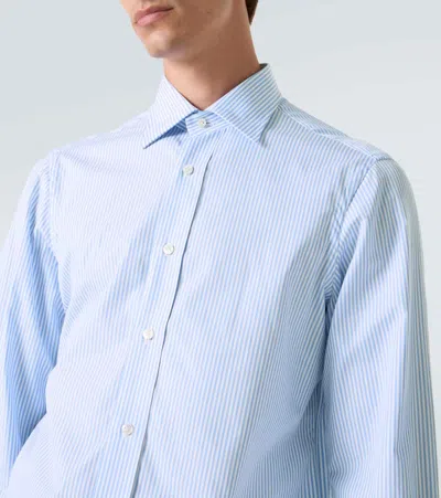Rubinacci Striped Cotton Poplin Shirt In Blue