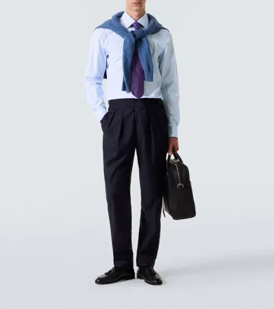 Rubinacci Striped Cotton Poplin Shirt In Blue