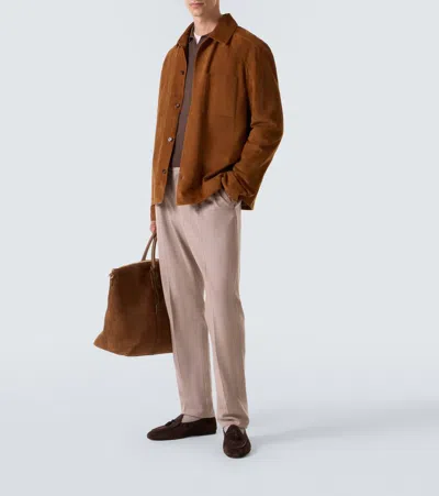 Rubinacci Marphy Tasselled Leather-trimmed Suede Loafers In Brown