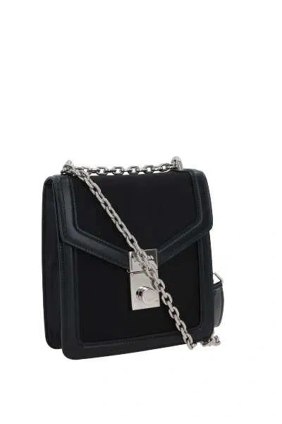 Prada Flap Lock Detail Shoulder Bag In Black