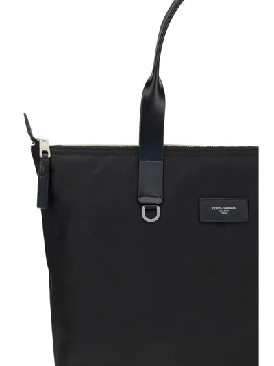 Dolce & Gabbana Structured Tote Bag With Metal Hardware And Top Handles In Black