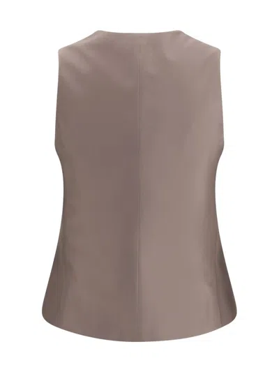 Giorgio Armani Women Single-breasted Hemp And Viscose Vest In Gray