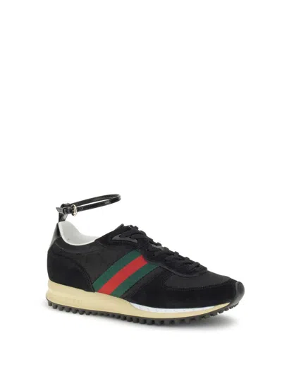 Gucci Motion Sneakers With Web Stripe In Blue