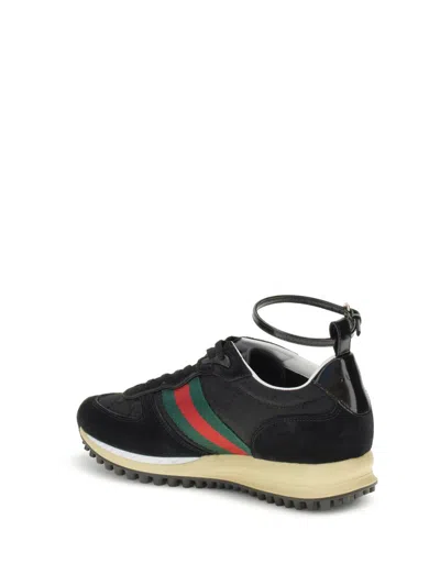 Gucci Motion Sneakers With Web Stripe In Blue
