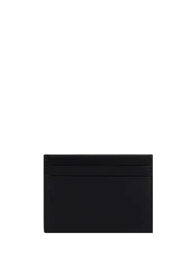 Saint Laurent Leather Card Holder With Cassandre Plaque In Black