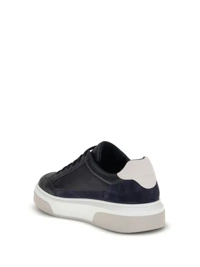 Ferragamo Gancini Leather Sneakers In Blue
