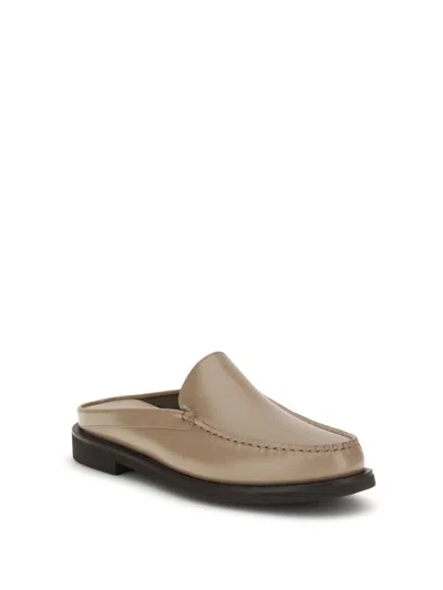 Brunello Cucinelli Women Leather Mules In Gray